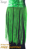 Rave Wear Outfits Clothing Tassel Fringe Midi Skirt Women Solid Sequin Burning Party