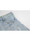 Waist Denim Mini Skirt Women Korean Vintage New Fashion Slimming Versatile Denim Button Lotus Leaf Pleated Skirts