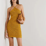 Fongt High-End Summer Women's Temperament High-End Slings Bare Back Hollow Short Dress Women