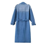 Fongt Spring New Loose Double Buckle With Belt Denim Wind Coat Coat Coat