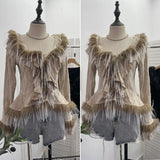 Real Shooting Waste Soil Wind Irregular Wood Ear Trumin Knitting To Make Old Hole Splicing Hairy Blouse Hottie Cardigan