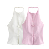 New Collar Bow Decoration Solid Color Blouse 4772009-Outfit