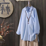 ZANZEA Women's Blouse Stylish Button Shirts Casual Long Sleeve Blusas Female Lapel Solid Tunic Baggy