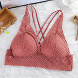 Bralette Sexy Bras For Women Hollow Out Lace Bra Crop Top Wireless Underwear Deep V Push Up Bra Sexy Lingerie