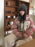 Pastel Printed Collar Knitted Buttoned Cardigan-Outfit