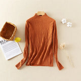 New-Coming Spring Autumn Tops Solid Slim Turtleneck Pullovers Female Thick Soft Knitted High Street Women