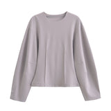 Fongt 2025 New Women's Double-Sided Cloth Round-Neck Long-Sleeved Coat Elastic Casual Trousers Set