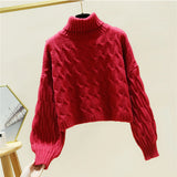 Red Sweater for Women Loose Outer Wear 2021 New Popular High Neck Thickened Retro Underwear Short Lazy