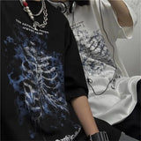 Black Letter Skull Oversized t-shirt Women Flame clothes 2023 Summer Casual Loose Short Sleeve Women's Top Plus size