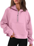 Fongt Autumn And Winter New Fashion Leisure Sports Half Zipper Hooded Short Plus Velvet Wear