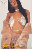 Quality Rhinestone Flower Style Camis Women Sexy Metal Chain Hollow Out Party Crop Tops Summer Nightclub Silver Tank
