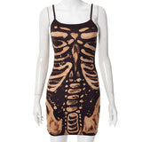 Dark Sternum Graphic Gothic Aesthetic Sexy Mini Dresses Grunge Y2k Retro Tie Dye Bodycon Dress Women Summer 90s