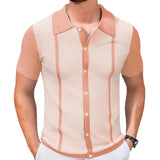 Fongt Men's New Summer Knits Colling Color Casual POLO Shirt Men's