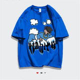 Clouds Anime Boy Print High Street T Shirts Men Cool Hip Hop Oversized T Shirt Loose Casual 100% Cotton Summer Y2K Tops-Outfit