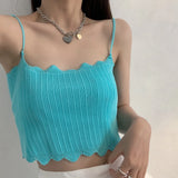 Fongt Summer New Belly With Short Ice Silk Knitting Slings Small Vest Women's Sleeveless Bottom Top