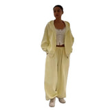 Fongt 2025 New Women's Zipper Wide Leg Pants Temperament Commut Fashion Set