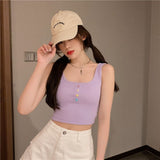 New Simple Net Red Slings Short-Term Bumcloan Solid Color Repair Knitting Outer Wear Vest Top Woman