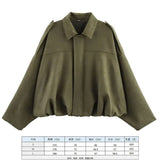 Fongt Women's 2025 New Bat Sleeve Loose-Fitting Velvet Bomber Jacket Jacket