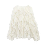 Fongt Spring 2025 New Long Fashion Loose Design Niche Laminated Shirt Top 4786063
