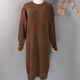 New 2020 Autumn Winter Women Dresses Knitted Korean Style Fashionable Oversize Warm Elegant Lady Midi Dress