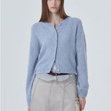 Fongt New Knitwear Women's Long-Sleeved Round-Neck Button Solid Color Sweater Knitted Cardigan Top Women