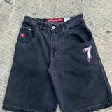 Popular Style Printed Denim Shorts Men's Retro Simple Fashion Leisure Wide-Legged Pants-Outfit