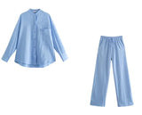 Women Simply Solid Green Color Pockets Casual Straight Pants Female Chic Elastic Waist Lace Up Summer Long Trousers
