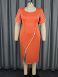 Fongt African Plus-Size Temperament Women's Dress Elegant Style Lead Pearl Open-Fork Dress Dress