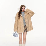 Fongt Collar Dyed Sharp Bows Eco-Friendly Fur Fur Coat Women Winter Lazy Plus Thick Hair Coat