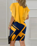 Summer New Vintage Chiffon Round Collar Elegant Fake Two Dresses In Stock-Outfit