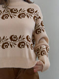 Fongt And Winter New Half-High Collar Fashion Loose Embroidered Knitted Shirt Sweater Woman