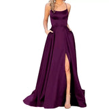Fongt Solid-Color Bridesmaids Wear Long Dresses With Thin Shoulders And Girlfriend Fashion Bridesmaids Evening