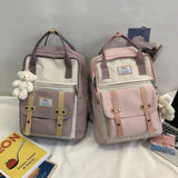 Korea Backpack Women Large Capacity School Backpack Tote Rucksack for Girls Fashion Patchwork Panelled Laptop Travel