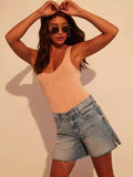 Direct Selling Female Summer Loose Show Thin Side Design Sense Denim Shorts-Outfit