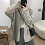 Breeze Gentle Knitted Cardigan Loose 2024 Korean Version Of The New Autumn And Winter Sweater Jacket-Outfit