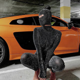 Fongt 2025 Fashion Sexy Flash Show High-Neck Long Sleeves Long-Sleeved Hat Jumpsuit