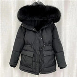 2023 Oversized Cotton Padded Jacket Parka Big Fur Collar Winter Down Jacket Women Thick Warm Parkas Female