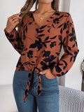Shooting 2025 Autumn And Winter Casual Hit Color Flower Lantern Sleeve With Chiffon Shirts Women's