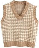 Fongt And Winter New Women's Thousand Bird Case Knitting Vest V Neck Sleeveless