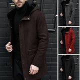 Fongt Long Jacket Fur One-Piece Velvet Jacket Multi-Grain Hooded Men's Coat