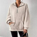 Fongt Products 2025 Leisure Autumn And Winter Hair Wool Zip Chain Lady Standing Collar Pocket Wear Women's Clothing