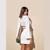 Autumn Women's Sexy Ass Dress Female White High-End Temperament Long-Sleeved Small Suit Dress