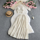 Fongt Reduction Suit Female Summer Outfit 2023 New Sling Jacket Short Style Versatile Big Swing Skirt Sweet Two Sets Of Tide-Outfit