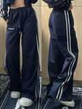 Striped Joggers Sweatpants Women 90s Vintage Hip Hop Retro Wide Leg Track Pants Oversized Streetwear Baggy Sports Trousers 1028-0-Outfit