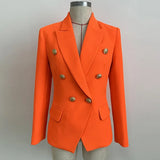2022 Designer Blazer Women's Lion Buttons Double Breasted Blazer Jacket Neon