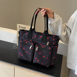 Printed Cherry Large Capacity Shoulder Bag-Outfit