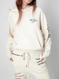 Embroidered Sweatshirts Women 2023 Spring Autumn Clothing Casual Loose Hooded Sweatshirt Tops Female Fashion