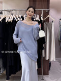 Fongt Xixi 2025 Summer Sunscreen Loose Long-Sleeved Hollow Knitted Shirt Oversize Sweater 25238