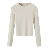Fongt Round Collar Stitching Long Sleeve Bottom Shirt Women Autumn And Winter New Slimming Inside T-Shirt Top