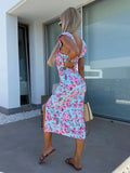 Fongt Elegant Design French Flower Sling With Open Fork Mid-Long Ladies Dress In Summer 2025